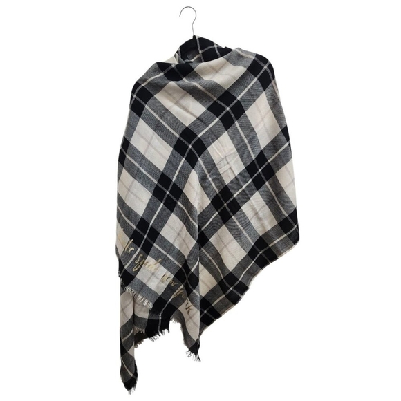 Kate Spade New York Woodland Plaid Wool Gold signature Scarf MSPR $128 - Picture 5 of 10